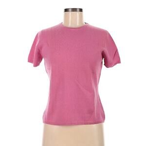 Nancy & Co Sweater Tee 100% Cashmere Crewneck Pink Short‎ Sleeve Women's Medium